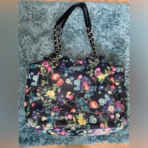 Jessica Simpson Black and Pink Floral Shoulder Bag